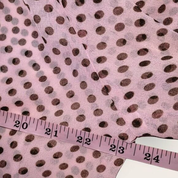 Freya Womens Top Sz S/M Relaxed Petal Pink‎ Polkadot Sheer Chiffon Casual Tie - Picture 7 of 9